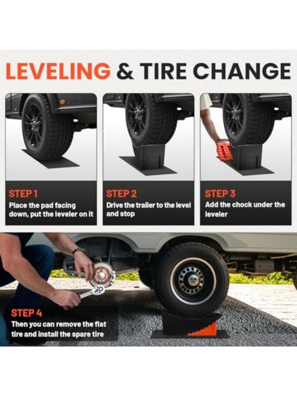 6.3” Lift RV Leveling Blocks - 2 Pack Camper Leveling System for Stability - Picture 3 of 6